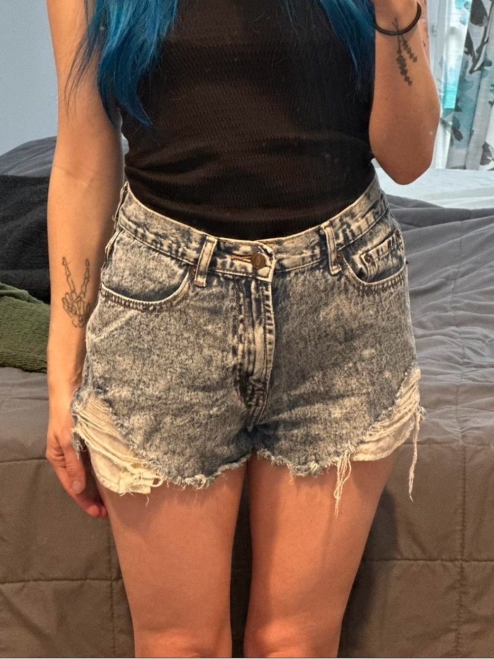 Women's Acid-Wash Denim Cutoff Shorts